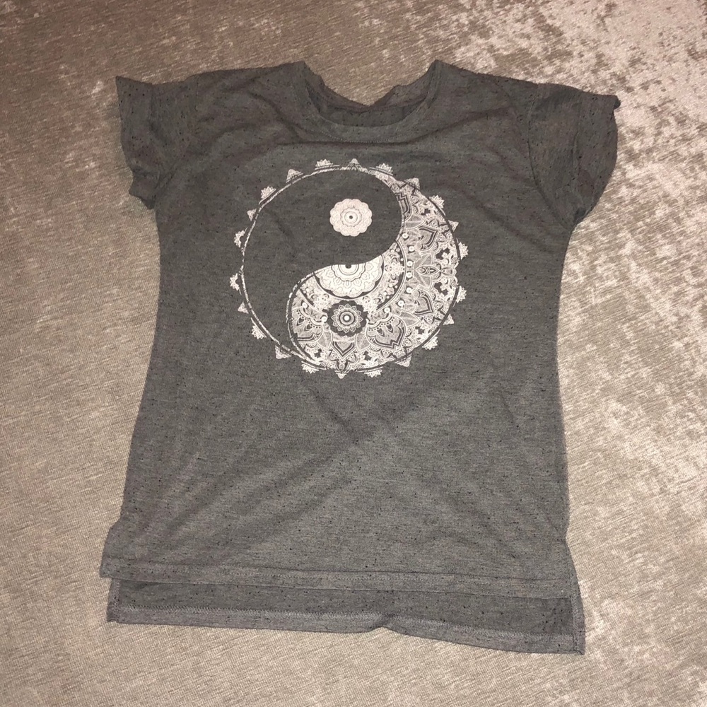 Heathered grey with black graphic tee